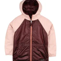 Cherry Crumble By Nitt Hyman Kids Pink & Maroon Color Block Pattern Jacket-picture-46
