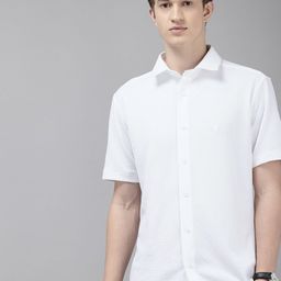 V Dot Self Design Textured Skinny Fit Opaque Casual Shirt-image-74