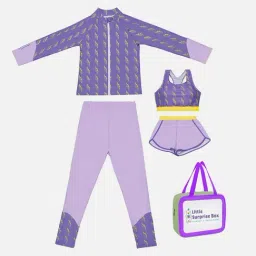 Little Surprise Box Kids Purple Printed Full Sleeves Top Set-image-39