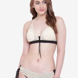 La Intimo Beige Stripes Seashow Bikini Bra & Panty-image-58