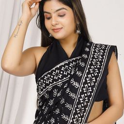 JAIPURI PRINT Ethnic Motif Pure Cotton Block Print Saree image 2