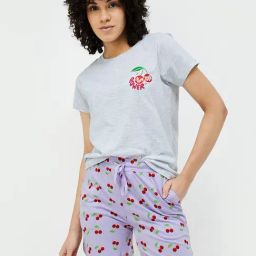 Ginger by Lifestyle Grey & Lavender Cotton Printed T-Shirt With Shorts-image-22