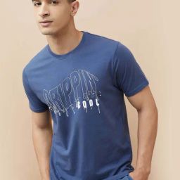 Fame Forever By Lifestyle Blue Cotton Regular Fit Printed T-Shirt-image-71
