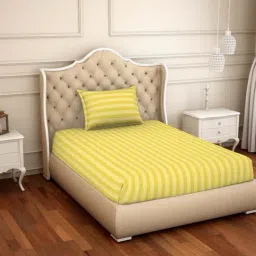 Spaces Sky Rise Golden Cotton 210 TC Bed Sheet Set-image-14