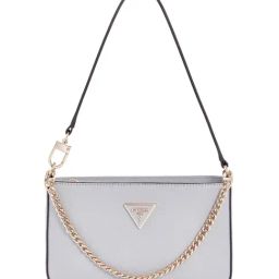 Guess Lavender Grey Solid Noelle Mini Top Zip Shoulder Bag-image-97