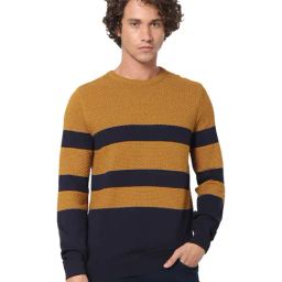 celio* Brown Full Sleeves Straight Fit Sweater-image-42