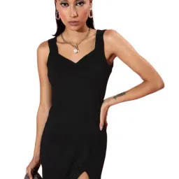 Sera Black Cotton A-Line Dress-image-62
