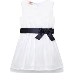 Under Fourteen Only Kids White Solid Dress-image-56