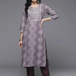 Indo Era Purple Printed Straight Kurta-image-36