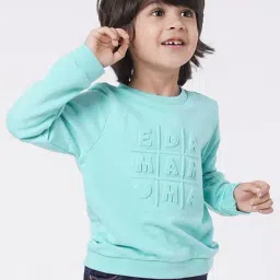 Ed-A-Mamma Sustainable Full Sleeves Crew Neck Embossed Sweatshirt For Unisex- Aqua-image-26