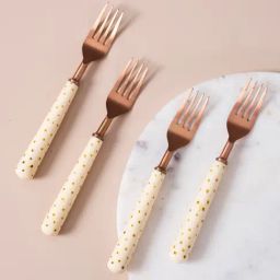 Nestroots Polka Dot Copper Gold Stainless Steel Dinner Fork - Set of 4-image-99