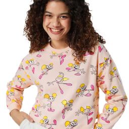 The Souled Store Dusty Pink Dexter: Dee Dee Print Crop Sweatshirt-image-36