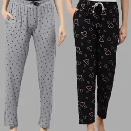 Kryptic Grey & Black Printed Pure Cotton Elasticated Waist Band Regular Fit Pyjamas - Pack of 2-image-92