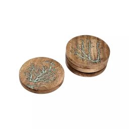 Screw Tight Wooden Round Shape Coaster Set CTR065 (Pack of 4 Pcs)-93