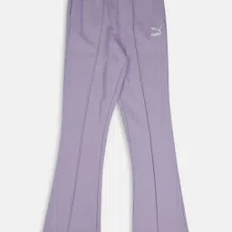 Puma Kids CLASSICS Flared Vivid Violet Cotton Logo Trackpants-image-12