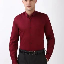 Peter England Maroon Slim Fit Shirt-image-41