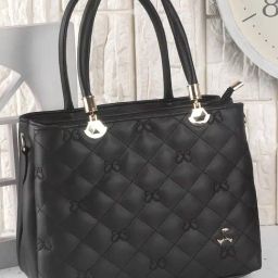 Mochi Black Quilted Medium Handbag-44