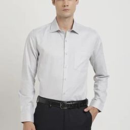 Turtle Off White Cotton Slim Fit Dobby Shirt-image-2