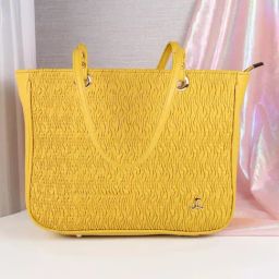 Mochi Yellow Textured Medium Tote Handbag-20