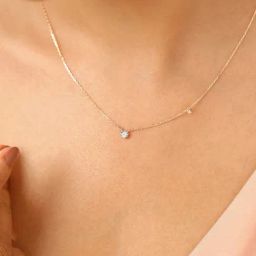 Mia by Tanishq Dual Radiance 18k Gold & Diamond Pendant with Chain-image-84