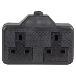 PRO ELEC SOCKET, EXTENSION, 2WAY, RUBBER, BLACK, 0139-BK-image-2