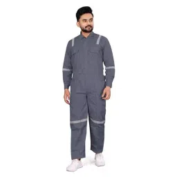 Areevanz 240 GSM Cotton Grey Safety Coverall Boiler Suit with Reflective Tape Size- XXL-image-72