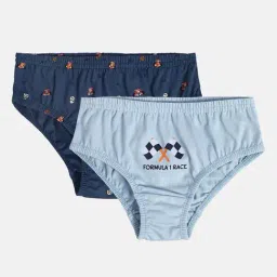 MINIKLUB Boys Blue Printed Briefs (Pack Of 2)-image-53