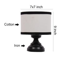Devansh Cream-Coloured & Black Solid Traditional Table Lamp with Shade image 3