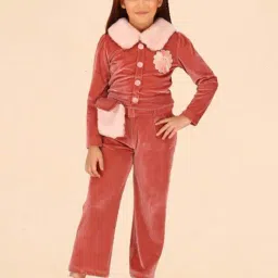 Cutecumber Girls Rust Embellished Full Sleeves Sets & Suits-image-45