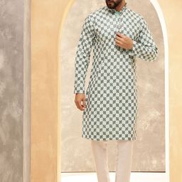 SOJANYA Men Embroidered Regular Thread Work Kurta with Pyjamas-picture-8