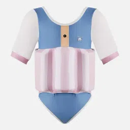 Little Surprise Box Kids Blue & Off-White Striped Swimfloatsuit-picture-17