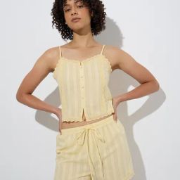 Wunderlove by Westside Yellow Lace-Detailed Cotton Camisole-picture-20