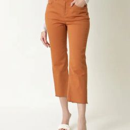 RAREISM Rust Cotton Blend Solid Jeans-image-100