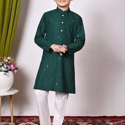 BAESD Boys Embroidered Regular Sequinned Kurta with Pyjamas-8