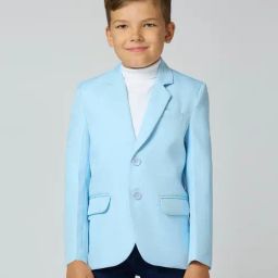 Kids Island Boys Blue Solid Blazer-image-67