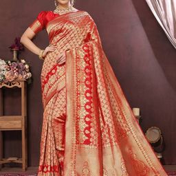 MUSKAN CREATION Woven Design Zari Silk Cotton Kanjeevaram Saree-image-49