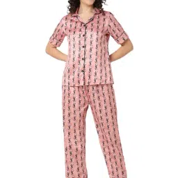 Smarty Pants Peach Satin Printed Shirt With Pyjamas-picture-47
