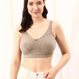 Clovia Beige Cotton Beginner's Bra-image-89