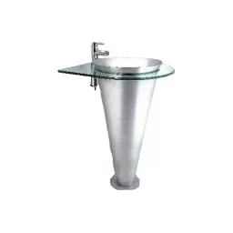 Jayna Pelican 445 mm Matt Finish Stainless Steel Wash Basin with Glass Counter & Pedestal Stand, RBGS 05-image-30