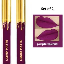 SUNISA Set Of 2 Waterproof Matte Liquid Lipsticks - 9 ml Each - Purple-12
