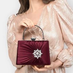 Lavie Ivy Maroon Textured Small Clutch-picture-17
