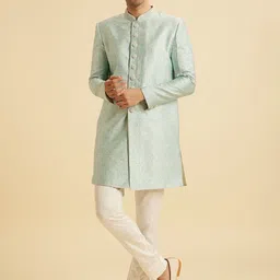 Manyavar Men Embroidered Mandarin Collar Sherwani Set-picture-6
