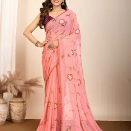 Munir Floral Poly Georgette Saree-image-58