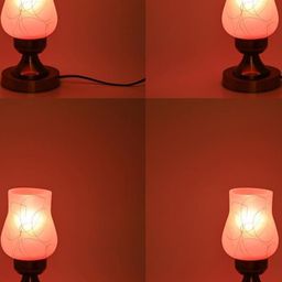 SOMIL Pink 4 Piece Printed Glass Cylindrical Shaped Table Lamp-image-47