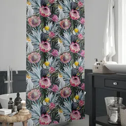 ArtzFolio Grey & Pink Floral Printed Waterproof Shower Curtain-image-93