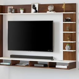 bluewud Primax Brown & White Wooden Wall Mount TV Entertainment Unit-picture-33