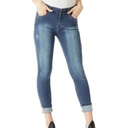 Miss Chase Blue Cotton Distressed Jeans-image-28