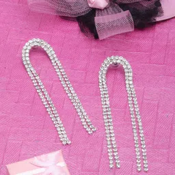 KPOP Silver Plated Rhinestone Contemporary Drop Earrings-image-25