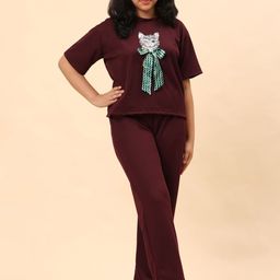 Ameeha Embellished T-shirt with Trousers-image-94
