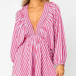 LULU & SKY Striped Plunging Neck Playsuit-picture-32